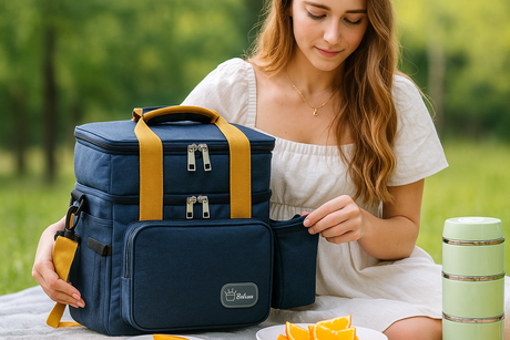 Soluția Ideală pentru Prânzuri, Picnicuri și Călătorii - Geanta Termică Multifuncțională cu 2 Compartimente