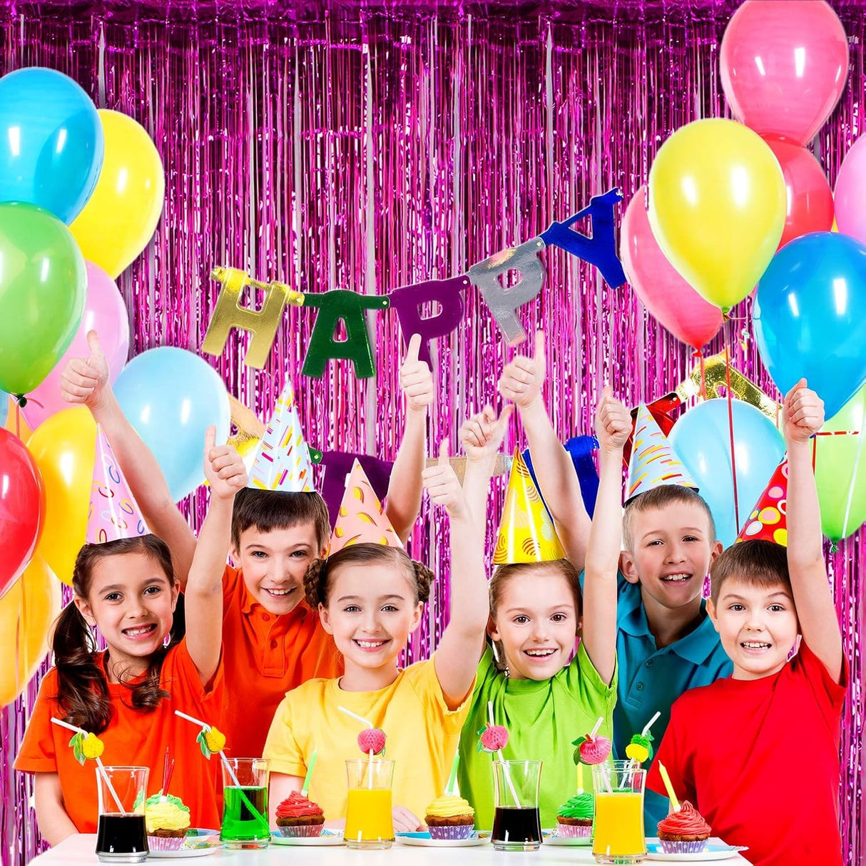 Perdea Franjurata, Vivimall, Model Decor Petrecere, pentru Fundal de Poze, Amenajare Colorata a Petrecerii, Dimensiune 100x200 cm, Roz Inchis