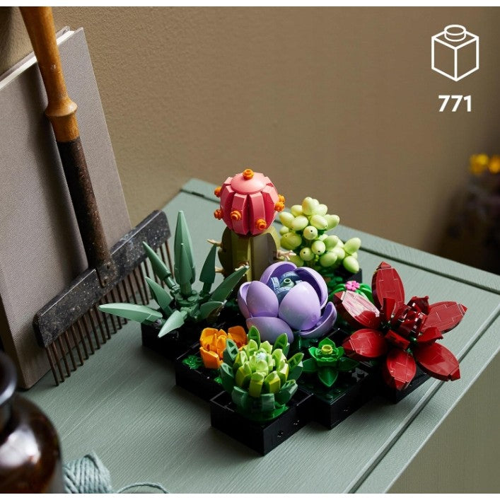 Set de Constructie Ghivece de Flori Suculente, Vivimall, Ornament Creativ, 771 de Piese, Multiple Variante de Asamblare, Multicolor - vivimall.ro