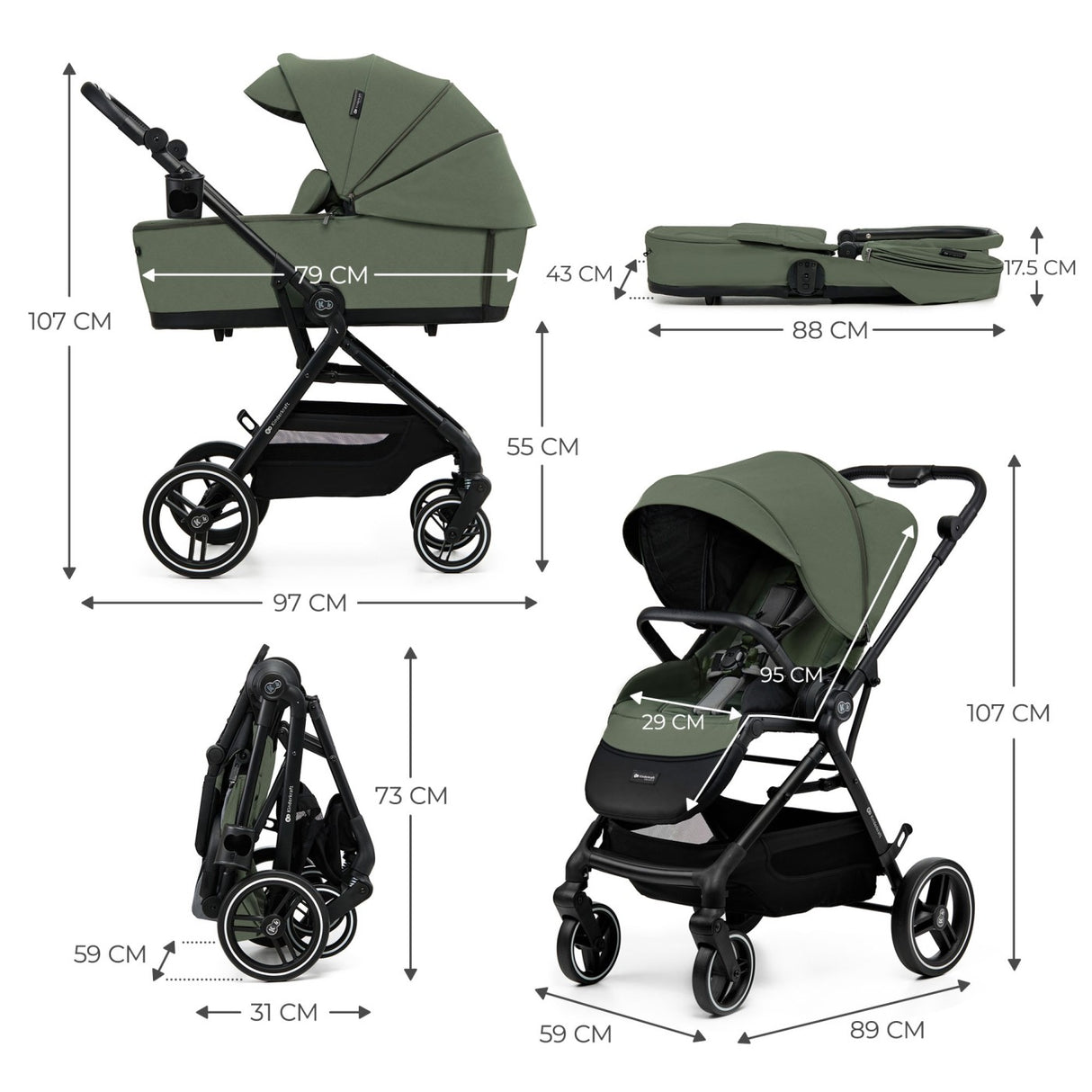 CARUCIOR KINDERKRAFT YOXI 3IN1 (MINK PRO) MISTIC GREEN