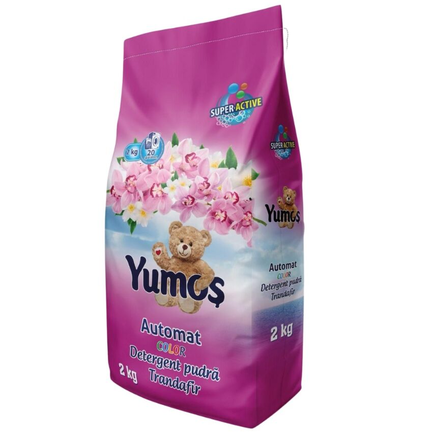 Detergent de rufe pudră Yumos Trandafir, Color, 2kg, prospețime delicată