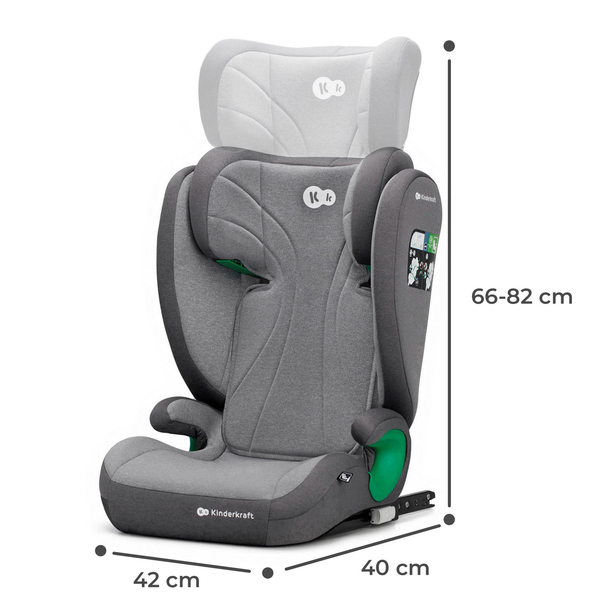 SCAUN AUTO KINDERKRAFT JUNIOR FIX2, I-SIZE 100-150 CM, ROCKET GREY
