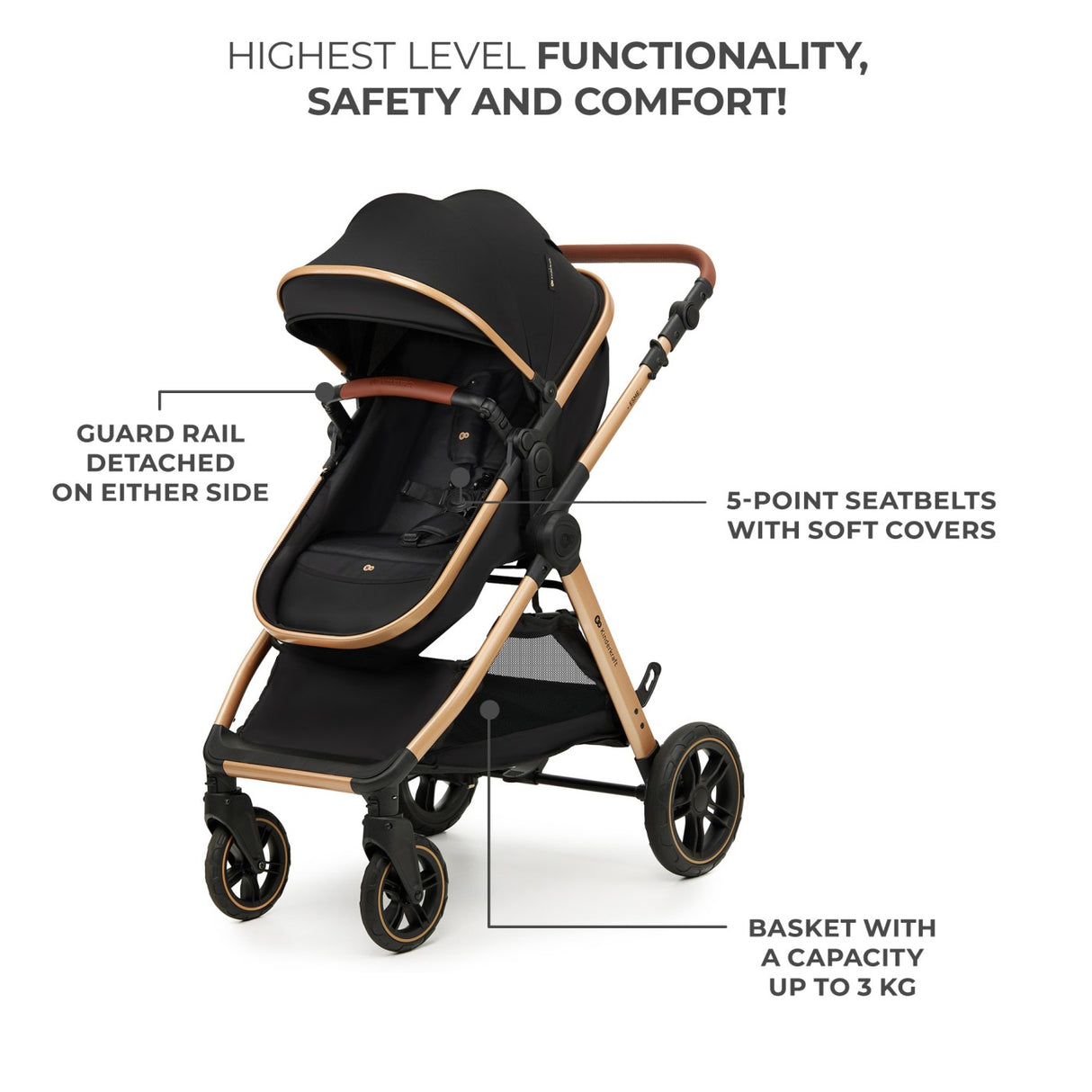 CARUCIOR KINDERKRAFT ESME, 3 IN 1, PURE BLACK