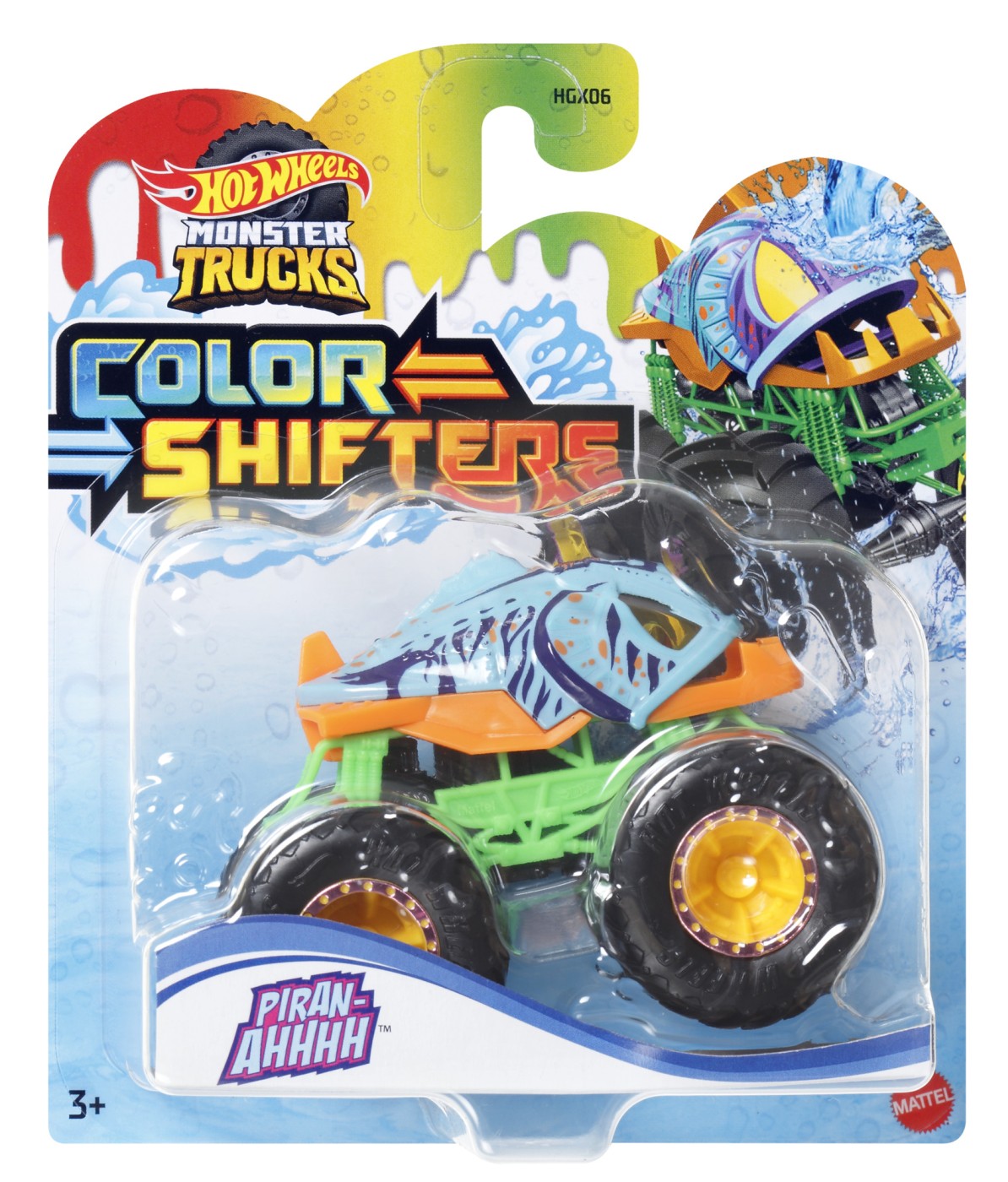 HOT WHEELS MONSTER TRUCK CAMION PIRAN-AHHHH CU CULORI SCHIMBATOARE SCARA 1:64
