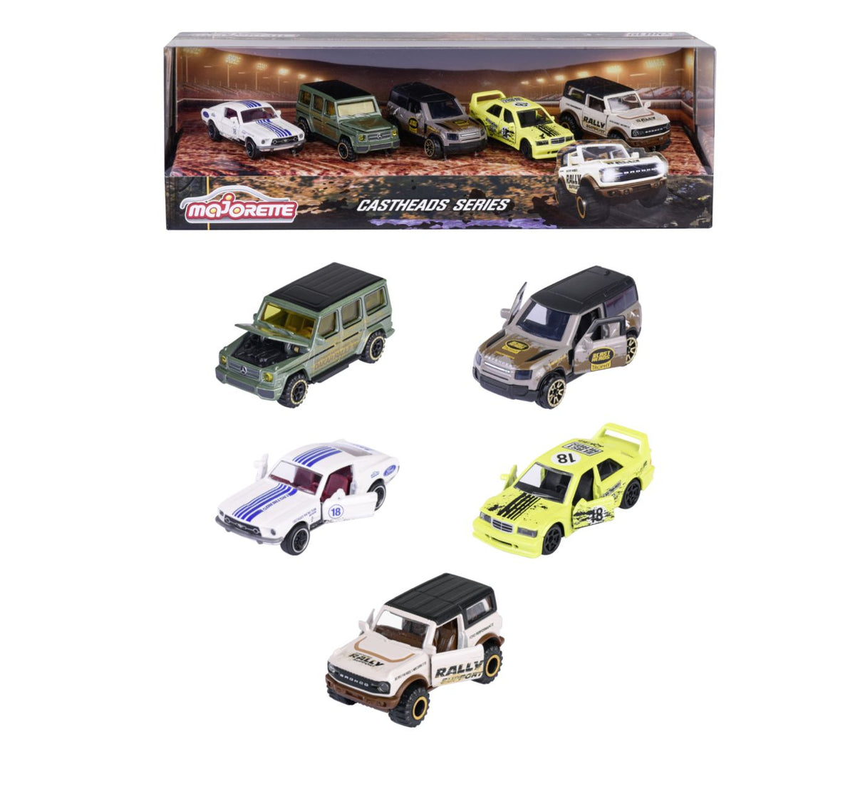 MAJORETTE CASTHEADS SERIES SET 5 MASINUTE SCARA 1:64