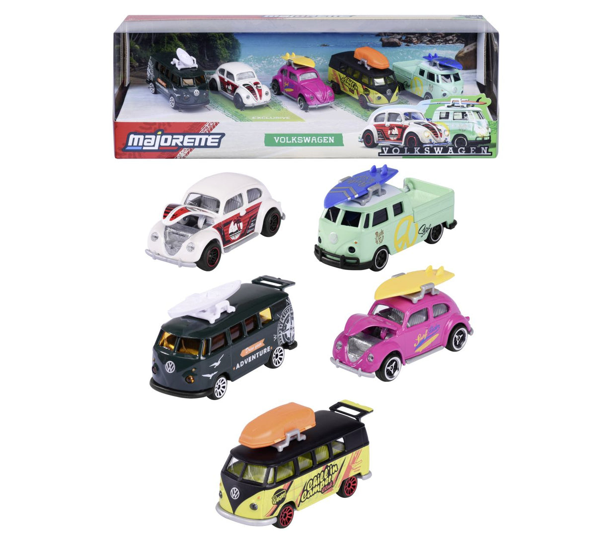 MAJORETTE SET 5 MASINUTE METALICE VOLKSWAGEN 7.5CM