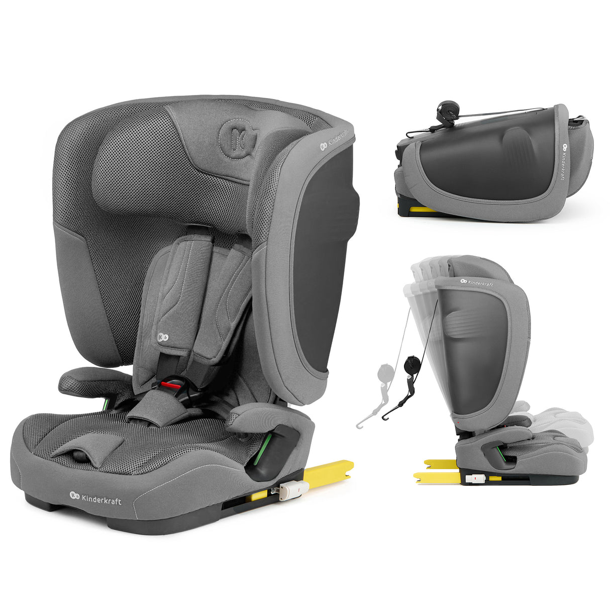 SCAUN AUTO KINDERKRAFT FIX2GO 76-150 CM, GREY