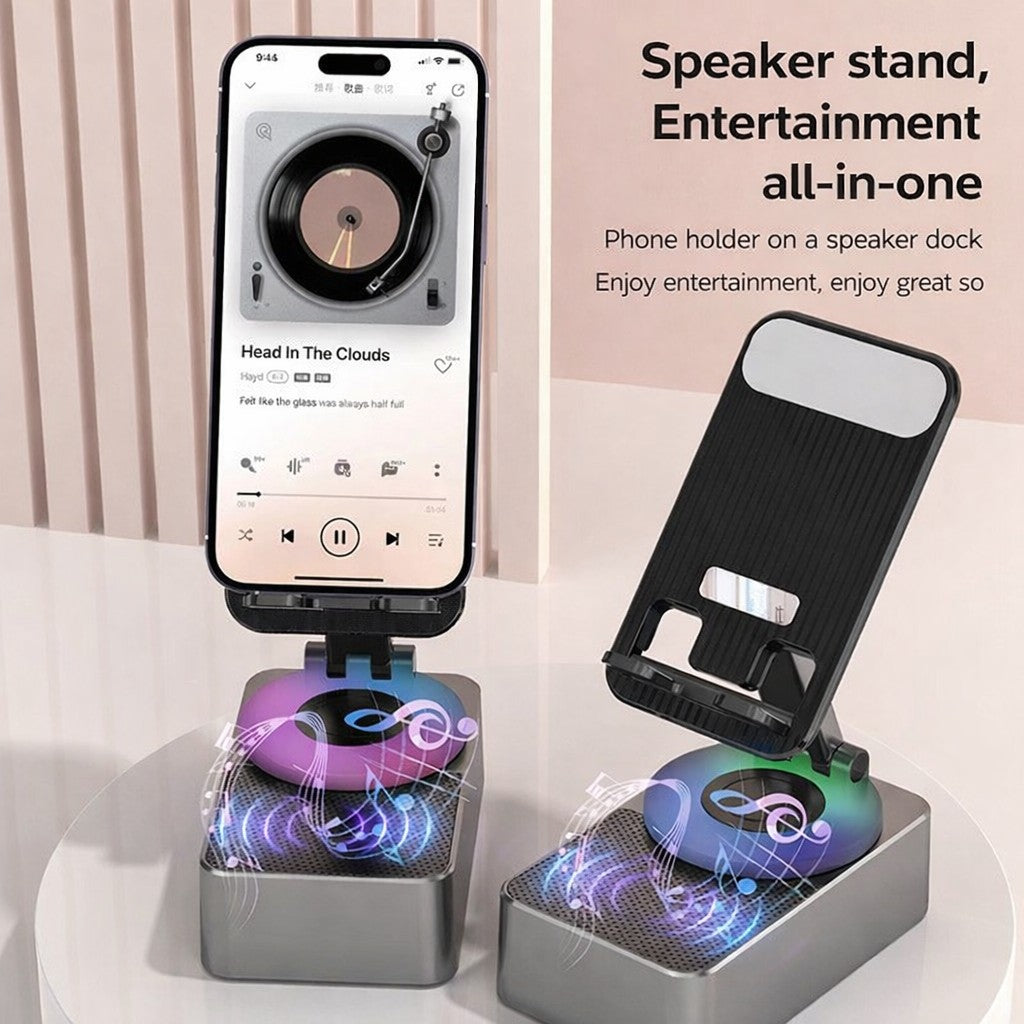 Suport telefon Flippy 2 în 1 cu boxă wireless, unghi lateral, conectivitate Bluetooth