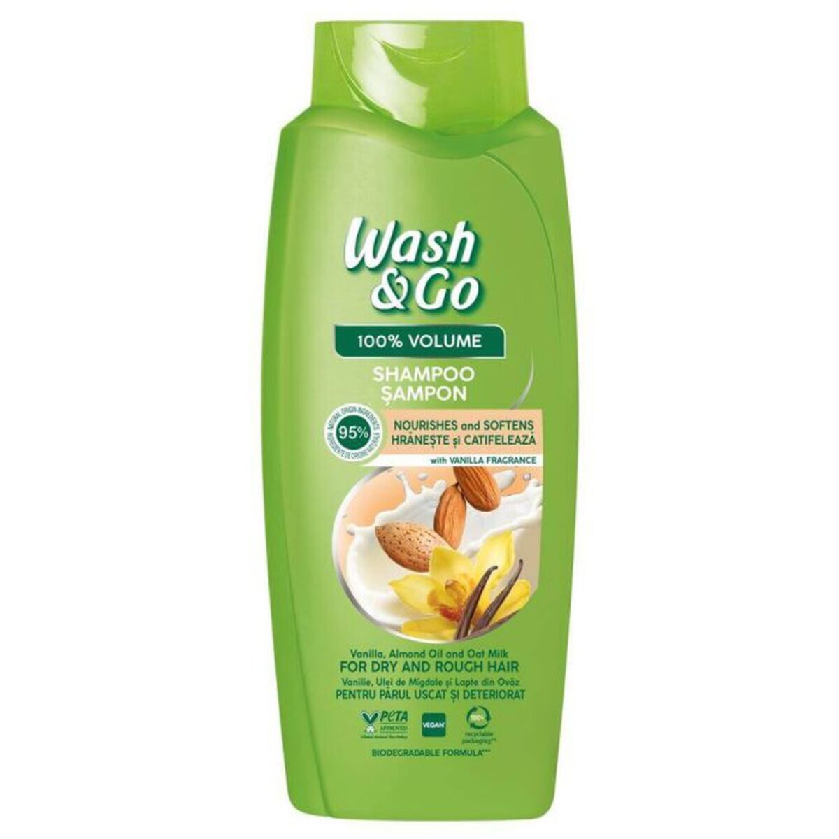Șampon Păr Wash&go Vanilla & Almond Oil 675 ml - Hidratare Intensă