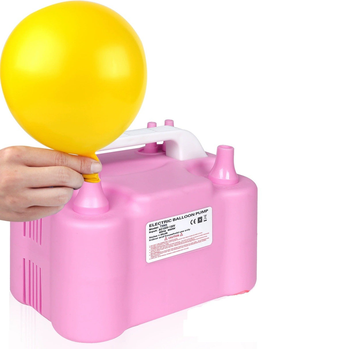 Pompa Electrica Pentru Umflat Baloane, 600 W, Doua Capete de Umflat, din Plastic, 19.5 x 14 x 13 cm, Roz