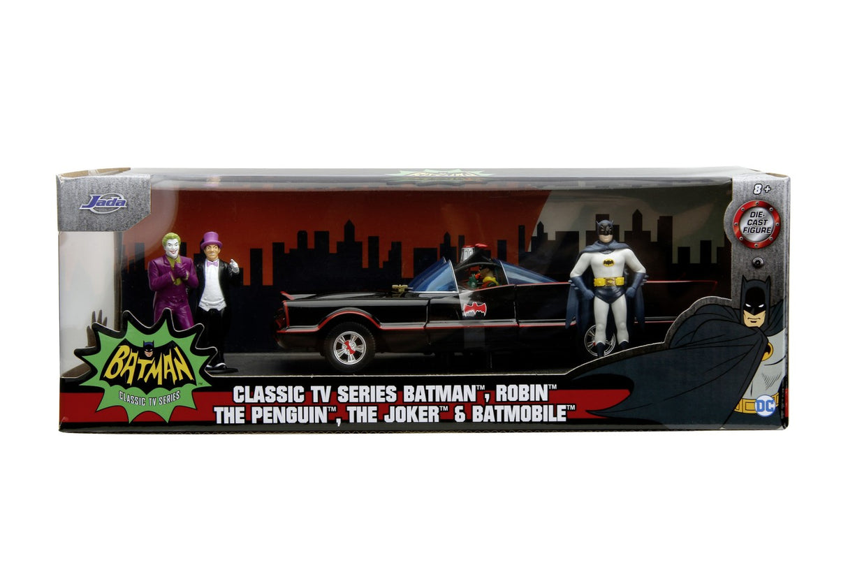 JADA BATMAN SET MASINUTA METALICA BATMOBILE 1:24 SI 4 FIGURINE