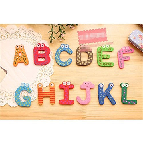 Set 26 Magneti de Frigider pentru Copii, Flippy, Model Alfabet A-Z, Figurine Amuzante, din Lemn, Multicolor