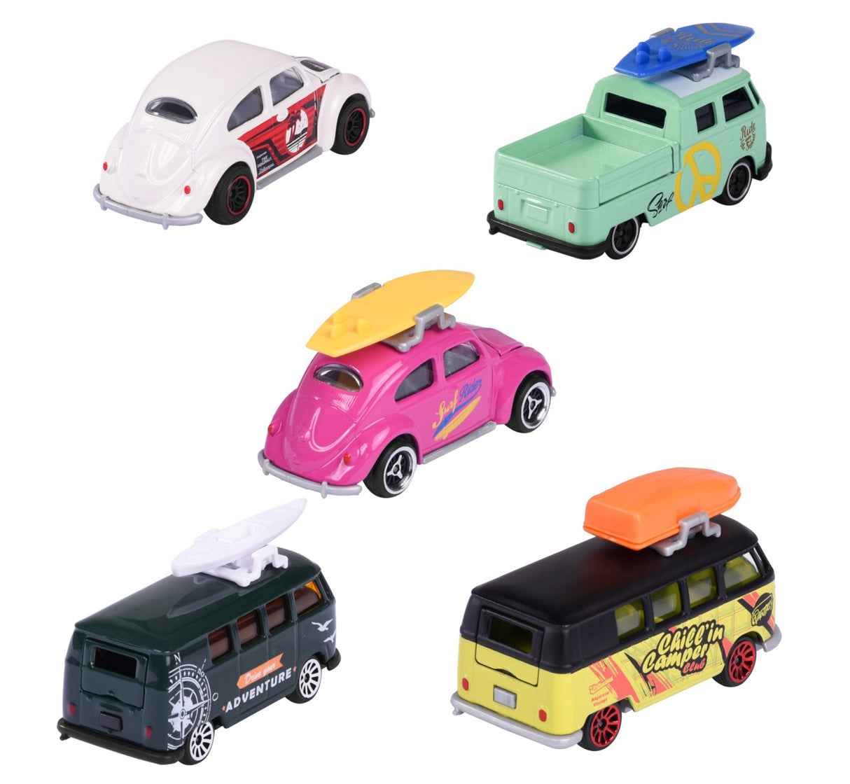 MAJORETTE SET 5 MASINUTE DIN METAL VOLKSWAGEN 7.5CM
