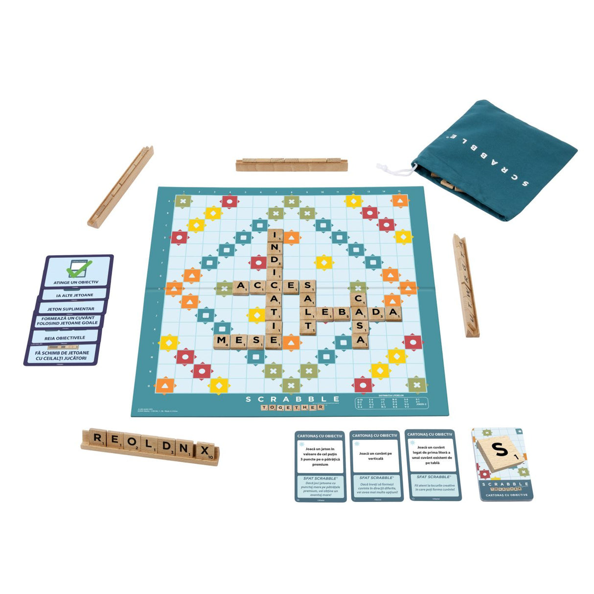 JOC SCRABBLE 2 IN 1 DIN LEMN IN LIMBA ROMANA