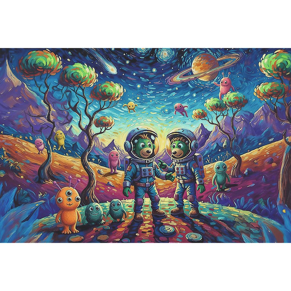 PUZZLE TREFL 100 FAMILIA TREFLIK INSPIRAT DE ARTA FANTEZII COSMICE