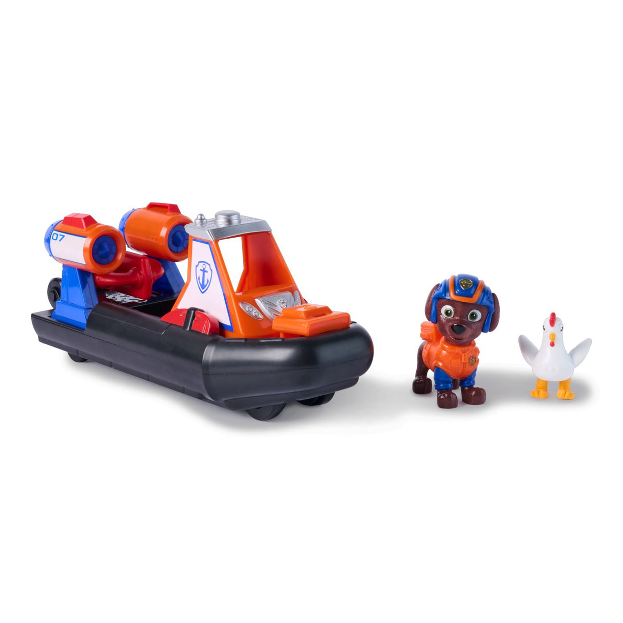 PATRULA CATELUSILOR CAUTARE SI SALVARE SET FIGURINA ZUMA SI VEHICUL BARCA CU MOTOR