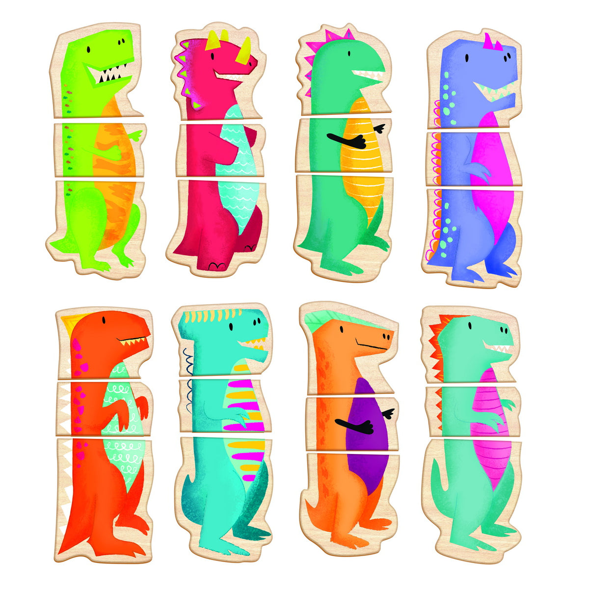 CUTIE UNIVERSUL DINOZAURILOR CU 24 PIESE DIN LEMN SI MAGNETICE