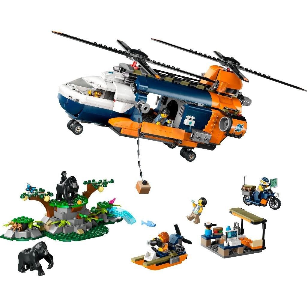 LEGO CITY ELICOPTERUL UNUI EXPLORATOR AL JUNGLEI LA TABARA DE BAZA 60437