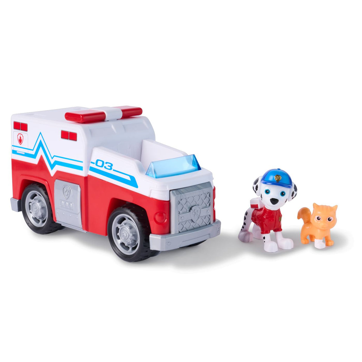 PATRULA CATELUSILOR CAUTARE SI SALVARE SET FIGURINA MARSHALL SI VEHICUL DE POMPIERI