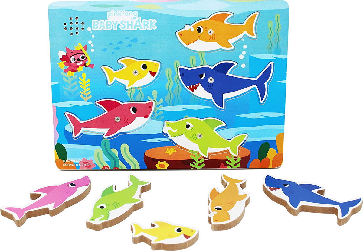 BABY SHARK PUZZLE DIN LEMN MUZICAL 5 PIESE