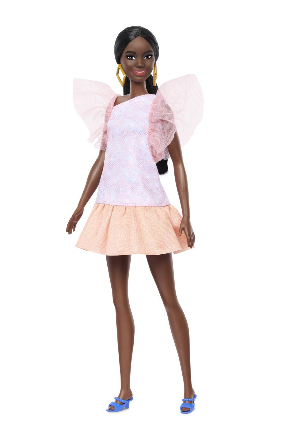 PAPUSA BARBIE FASHIONISTA AFRO-AMERICANA CU ROCHIE PEACH