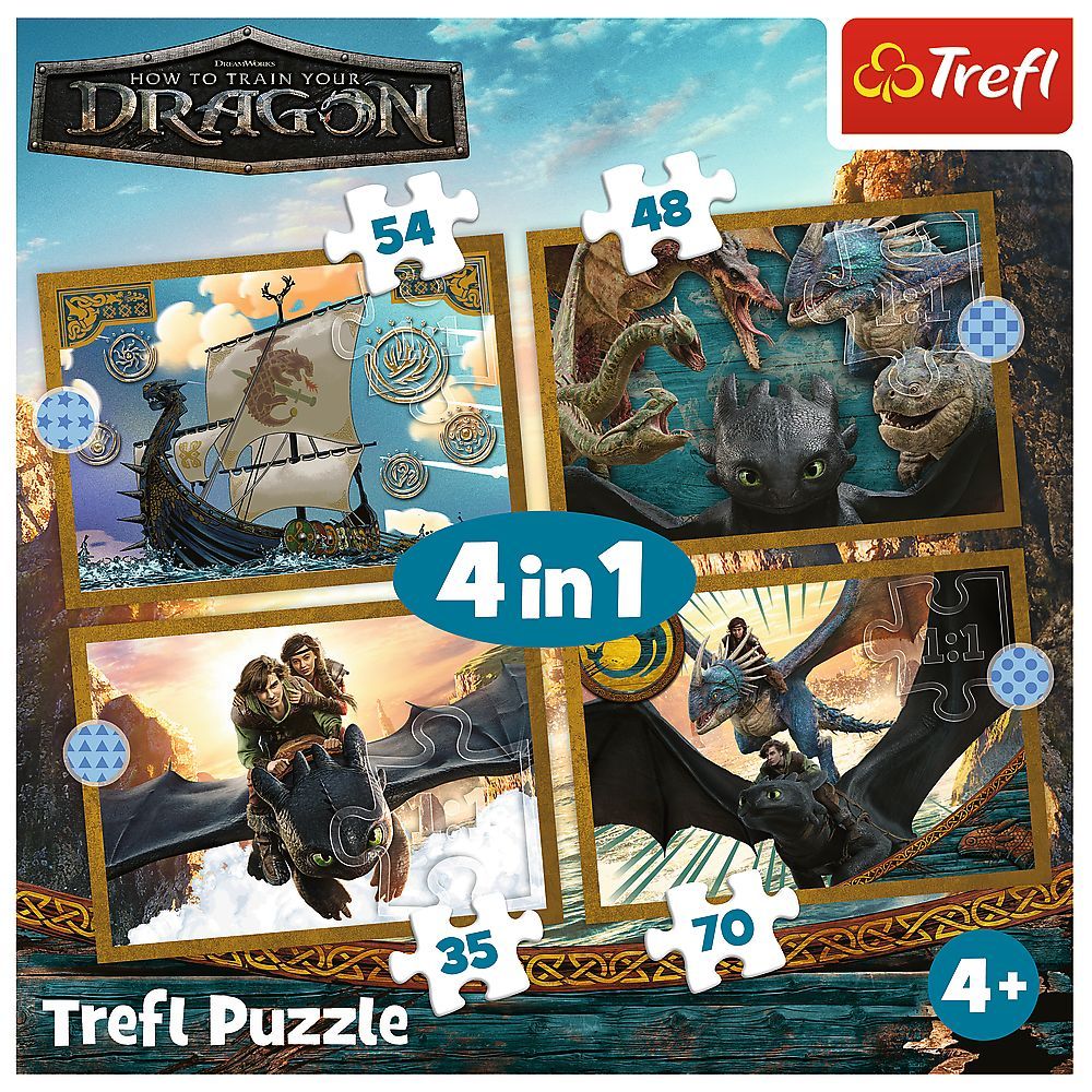 PUZZLE TREFL 4IN1 CUM SA ITI DRESEZI DRAGONUL ZILELE DRAGONULUI