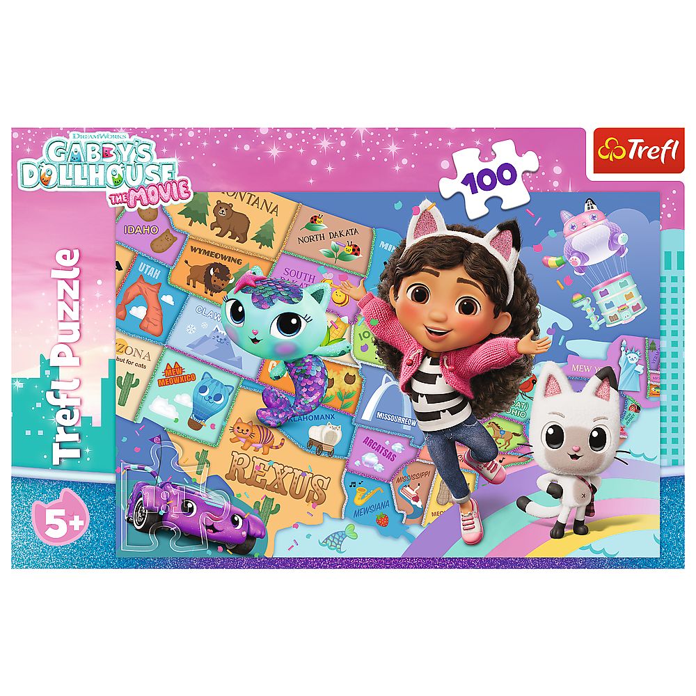 PUZZLE TREFL 100 GABBYS DOLLHOUSE PRIETENIA IN CASA PISICILOR LUI GABBY