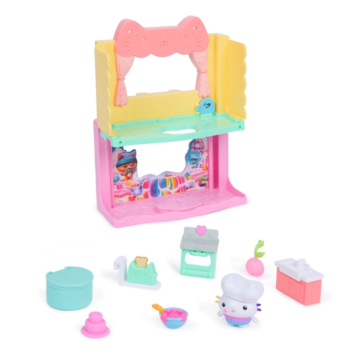 GABBYS DOLLHOUSE FILMUL CAMERE PENTRU CASA DE PAPUSI A LUI GABBY BUCATARIE CU FIGURINE SI ACCESORII