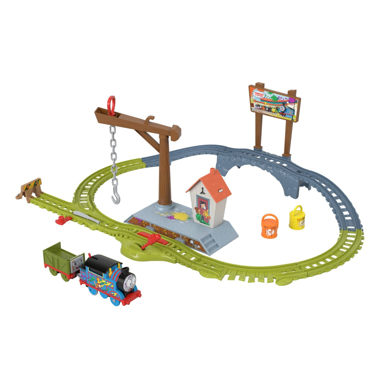 THOMAS SET DE JOACA CU LOCOMOTIVA MOTORIZATA THOMAS LIVREAZA VOPSEAUA