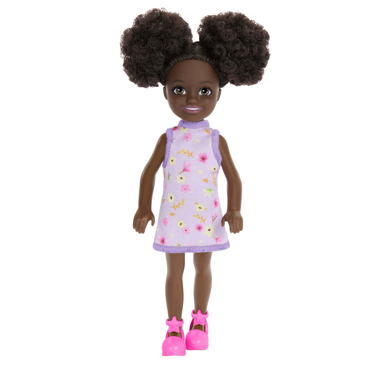 BARBIE PAPUSA CHELSEA CREOLA CU PAR AFRO SI ROCHITA MOV