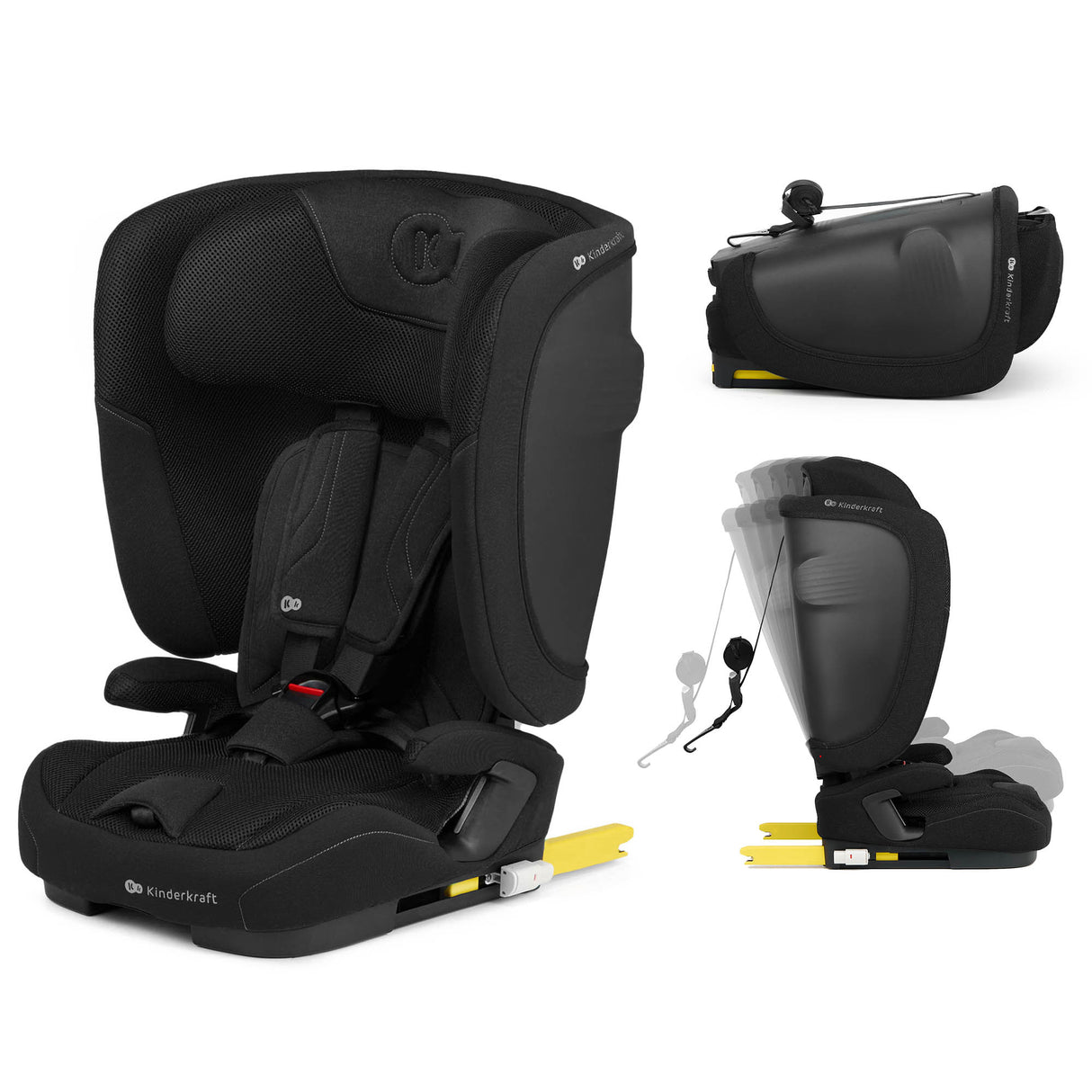 SCAUN AUTO KINDERKRAFT FIX2GO 76-150 CM, BLACK