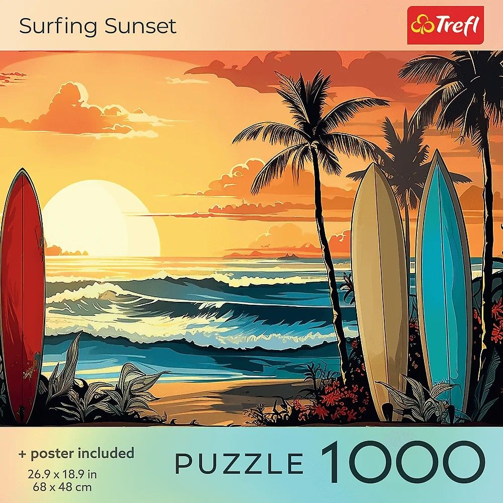PUZZLE TREFL 1000 COLECTIA SUA APUS DE SOARE PENTRU SURF POSTER INCLUS