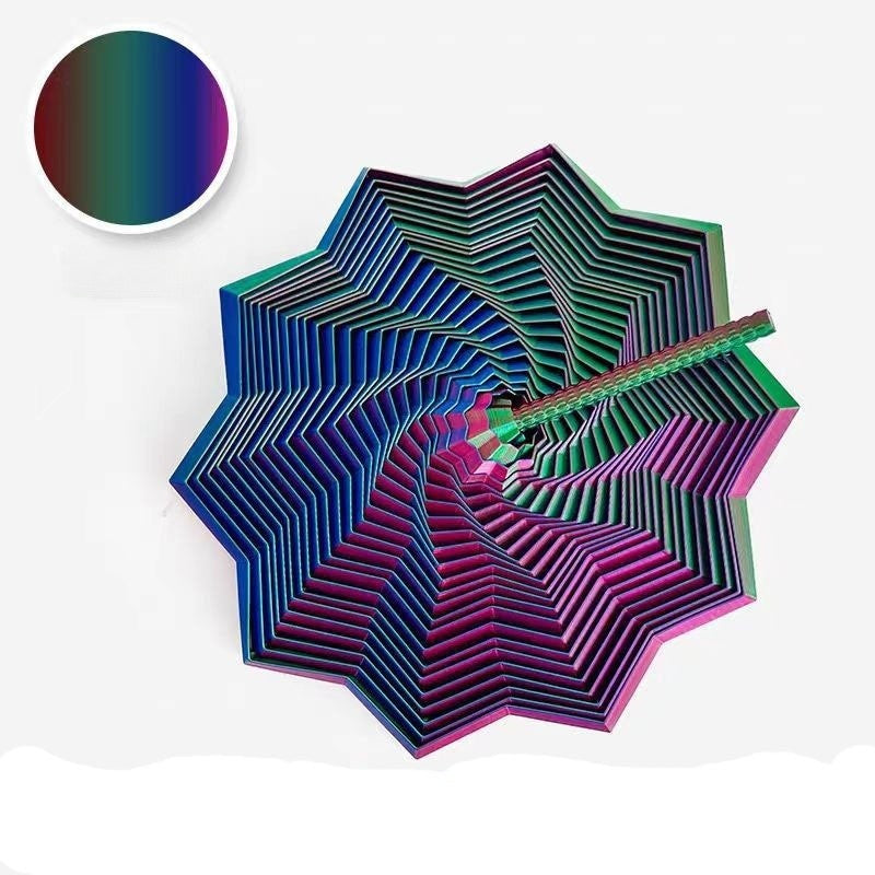 Jucarie decompresie, Stea 3D octogonala, maner spirala turn magic geometric, 8.6 cm, Albastru Verde