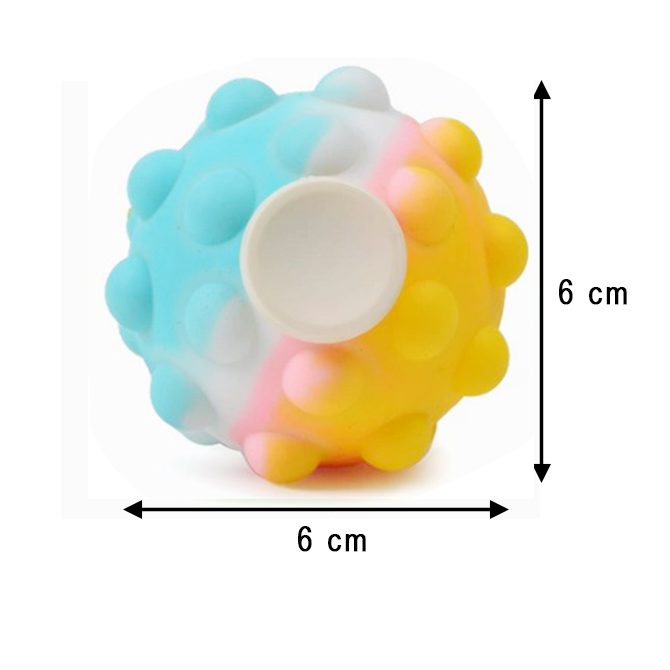 Jucărie antistres Flippy Pop It 3D formă de minge, detaliu textură silicon multicolor galben