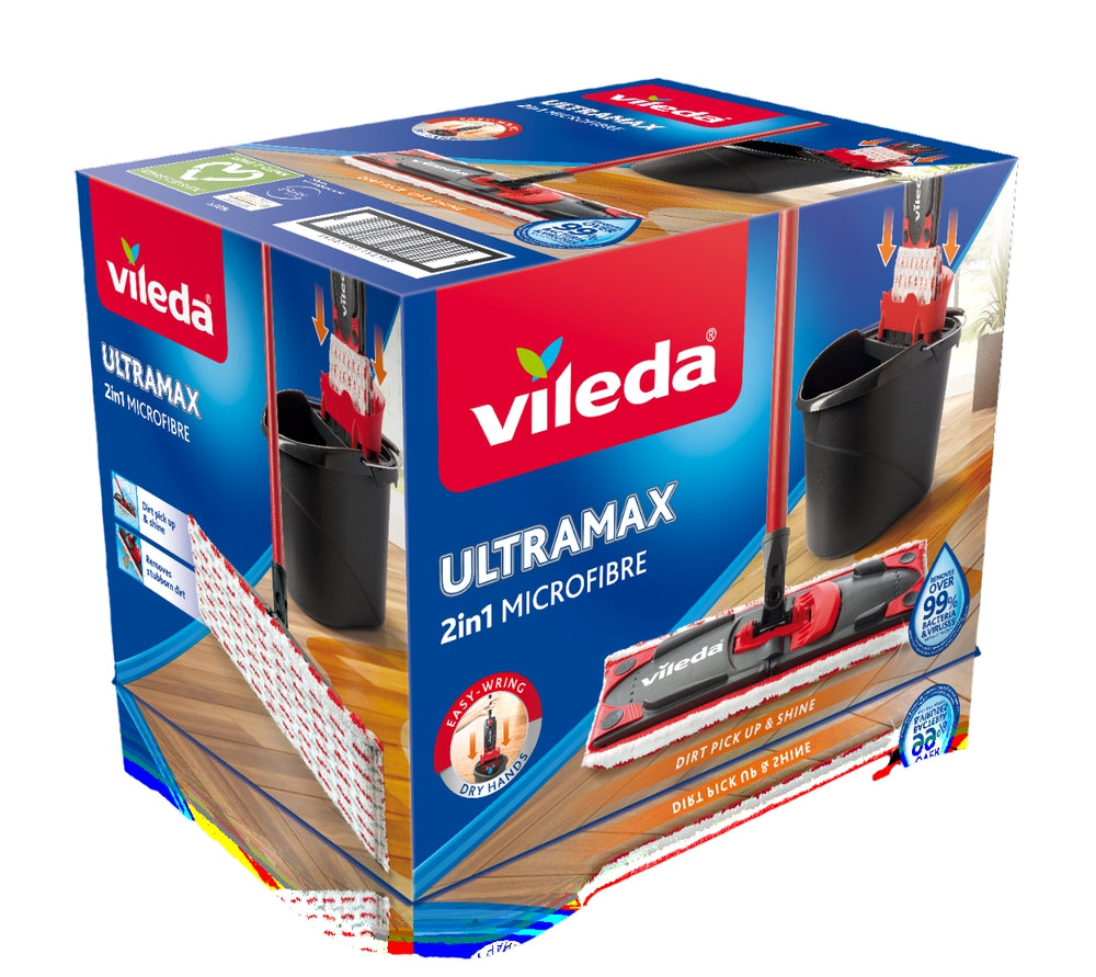 Mop de curățare Vileda Ultra Max cu râșniță și storcător - 10L - Curățare eficientă