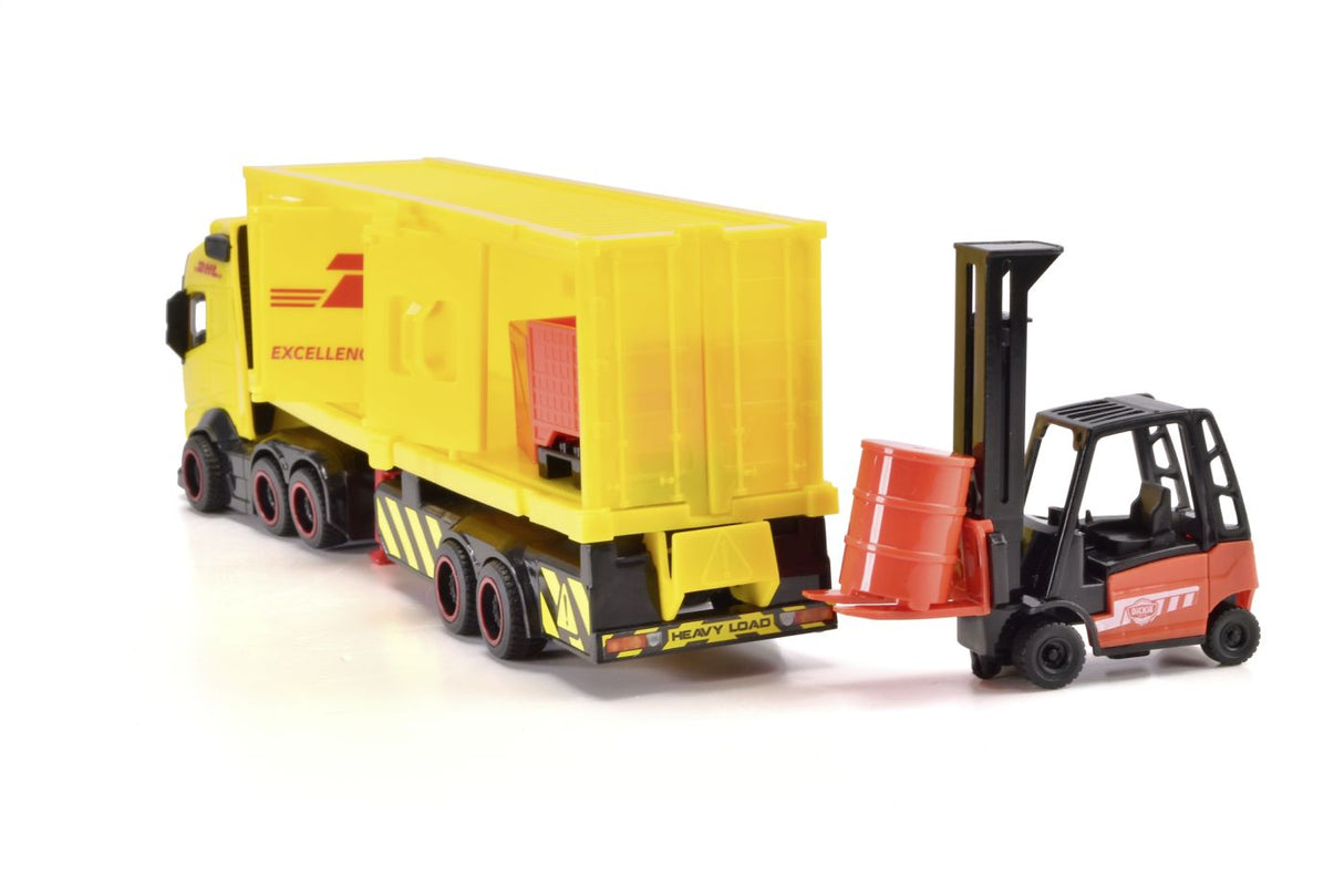 DICKIE SET CAMION DHL SI STIVUITOR CU SUNETE SI LUMINI 35CM
