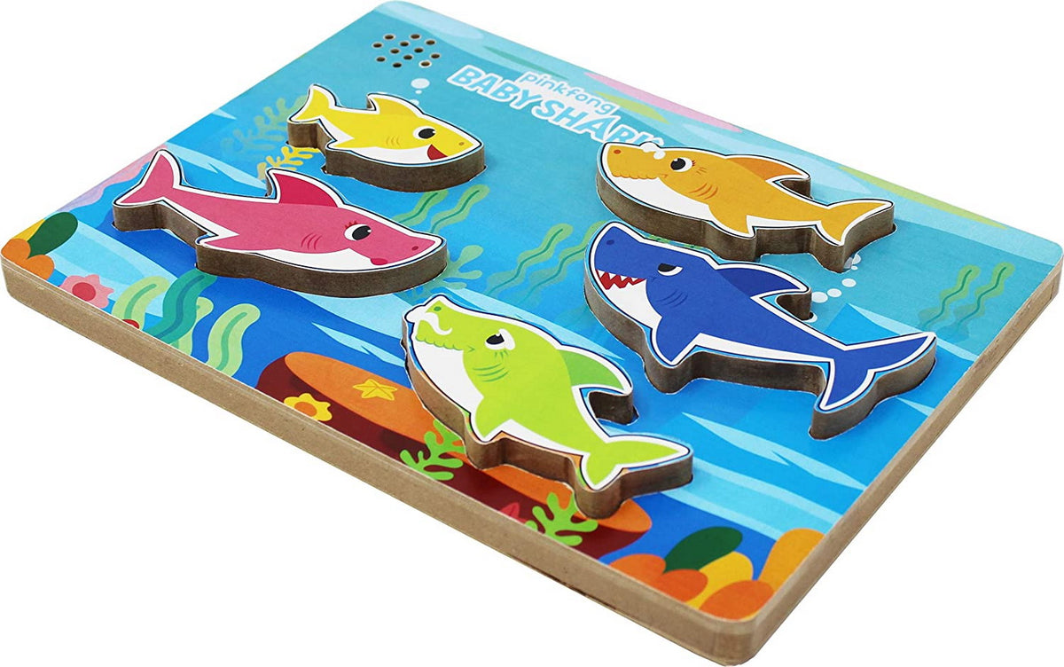 BABY SHARK PUZZLE DIN LEMN MUZICAL 5 PIESE