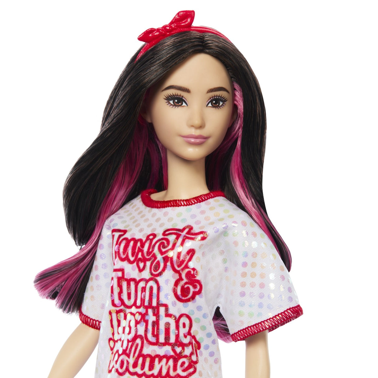 PAPUSA BARBIE FASHIONISTA BRUNETA CU ROCHITA SPORT