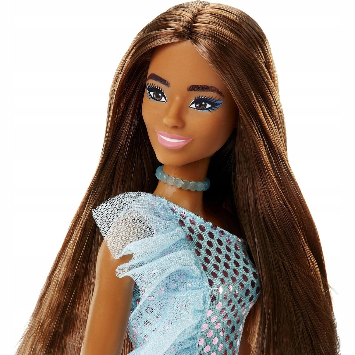 PAPUSA BARBIE TINUTE STRALUCITOARE SATENA CU ROCHITA BLUE
