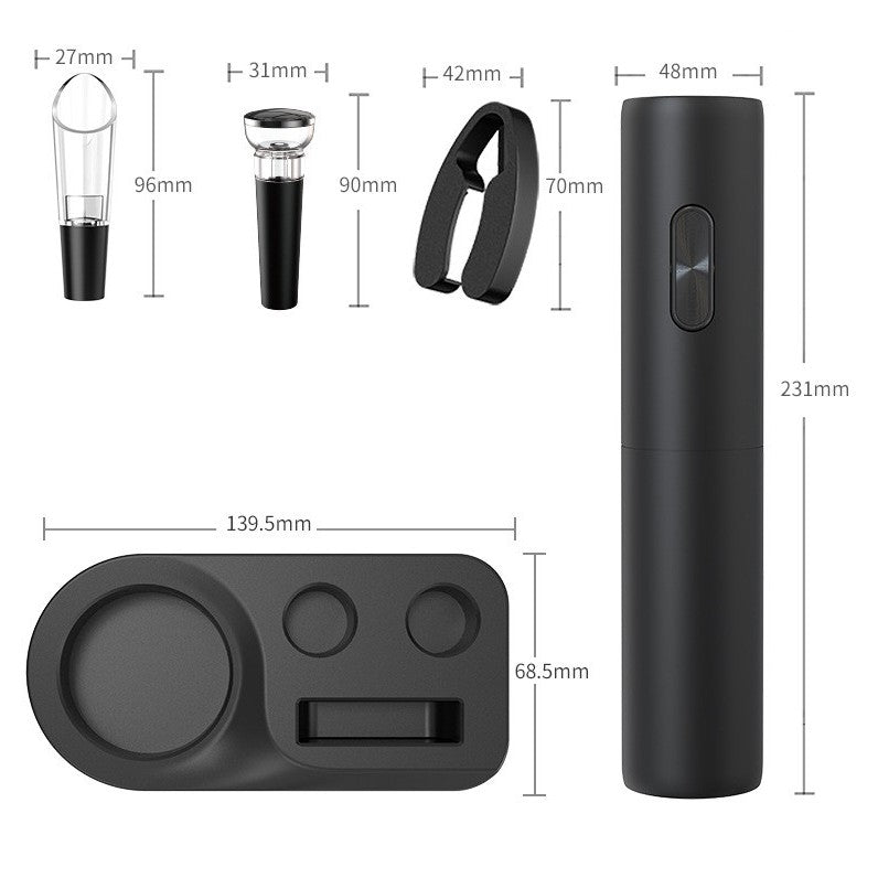 Set Tirbuson Electric din 5 piese, Vivimall, Deschizator Electric, cu Baterii, Multifunctional, 23x14cm, Negru - vivimall.ro