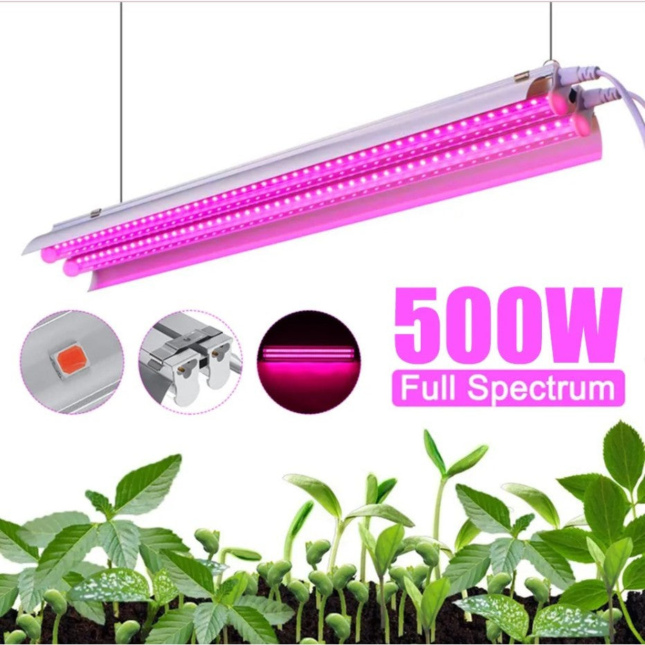 Lampa dubla pentru cresterea plantelor Vivimall, 50 cm, T5, tehnologie LED, nu afecteaza plantele, potrivit pentru intregul ciclu de crestere, multicolor
