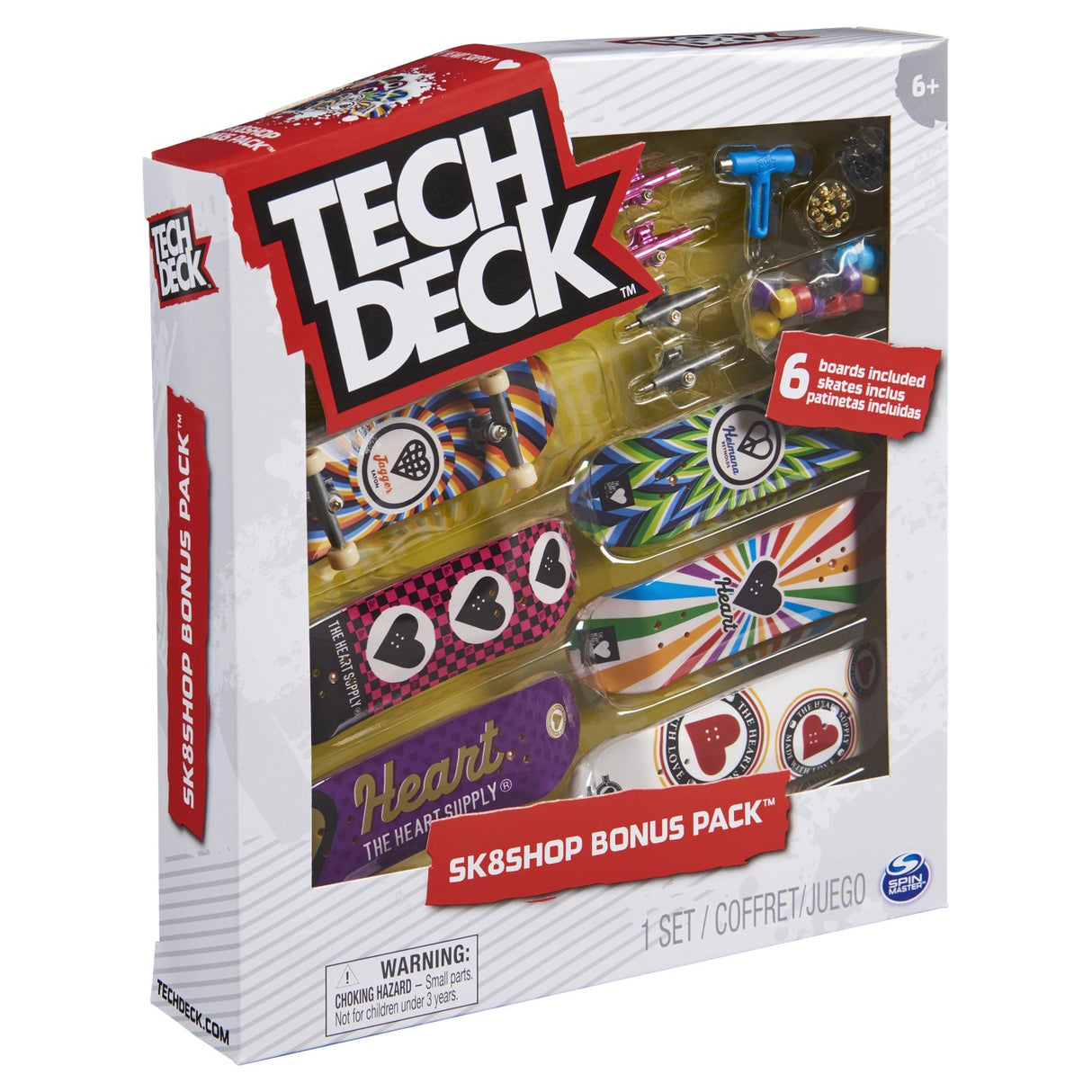 TECH DECK PACHET 6 PIESE CU ACCESORII FINGERBOARD HEART