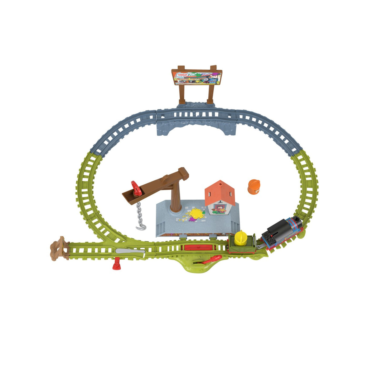 THOMAS SET DE JOACA CU LOCOMOTIVA MOTORIZATA THOMAS LIVREAZA VOPSEAUA