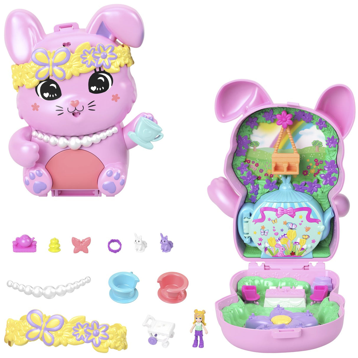 POLLY POCKET SET GENTUTA ANIMALUT IEPURAS LA PETRCERE CU ACCESORII