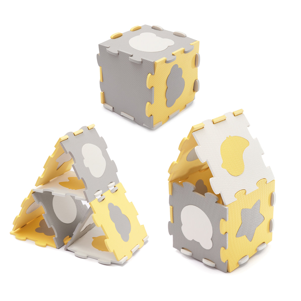 COVORAS DE JOACA KINDERKRAFT LUNO SHAPES, PUZZLE 3D, SPUMA, YELLOW