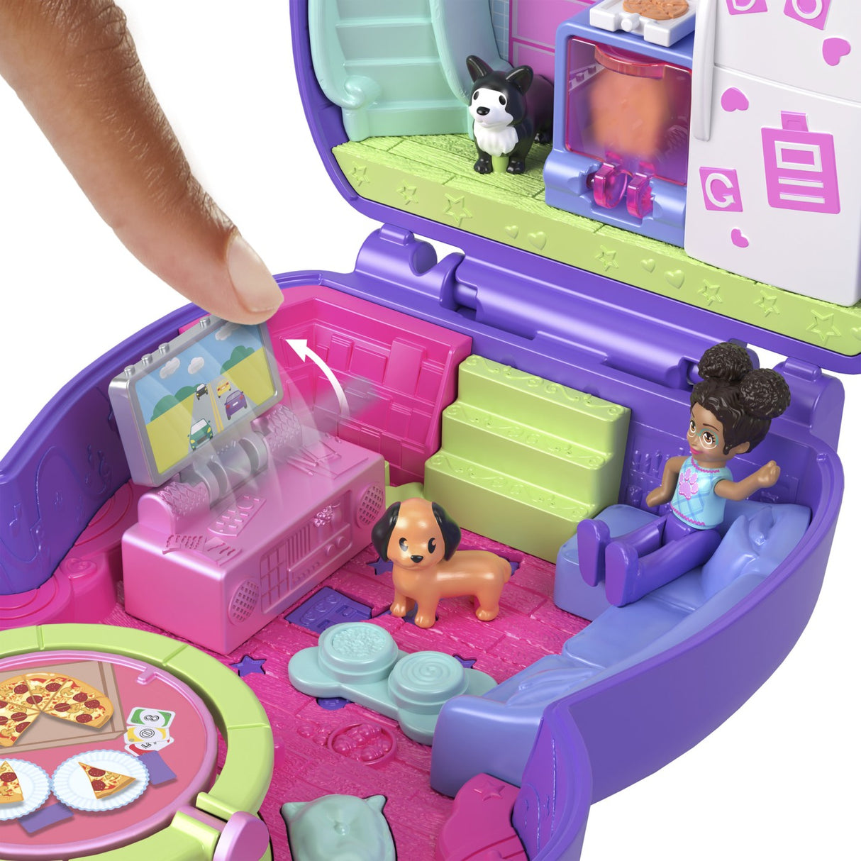 POLLY POCKET SET GENTUTA ANIMALUT CATELUS IN PIJAMA CU ACCESORII