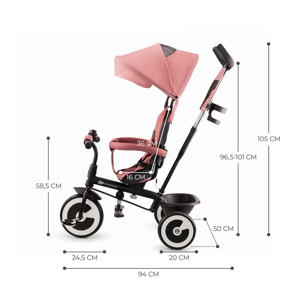 TRICICLETA COPII KINDERKRAFT ASTON, ROSE PINK