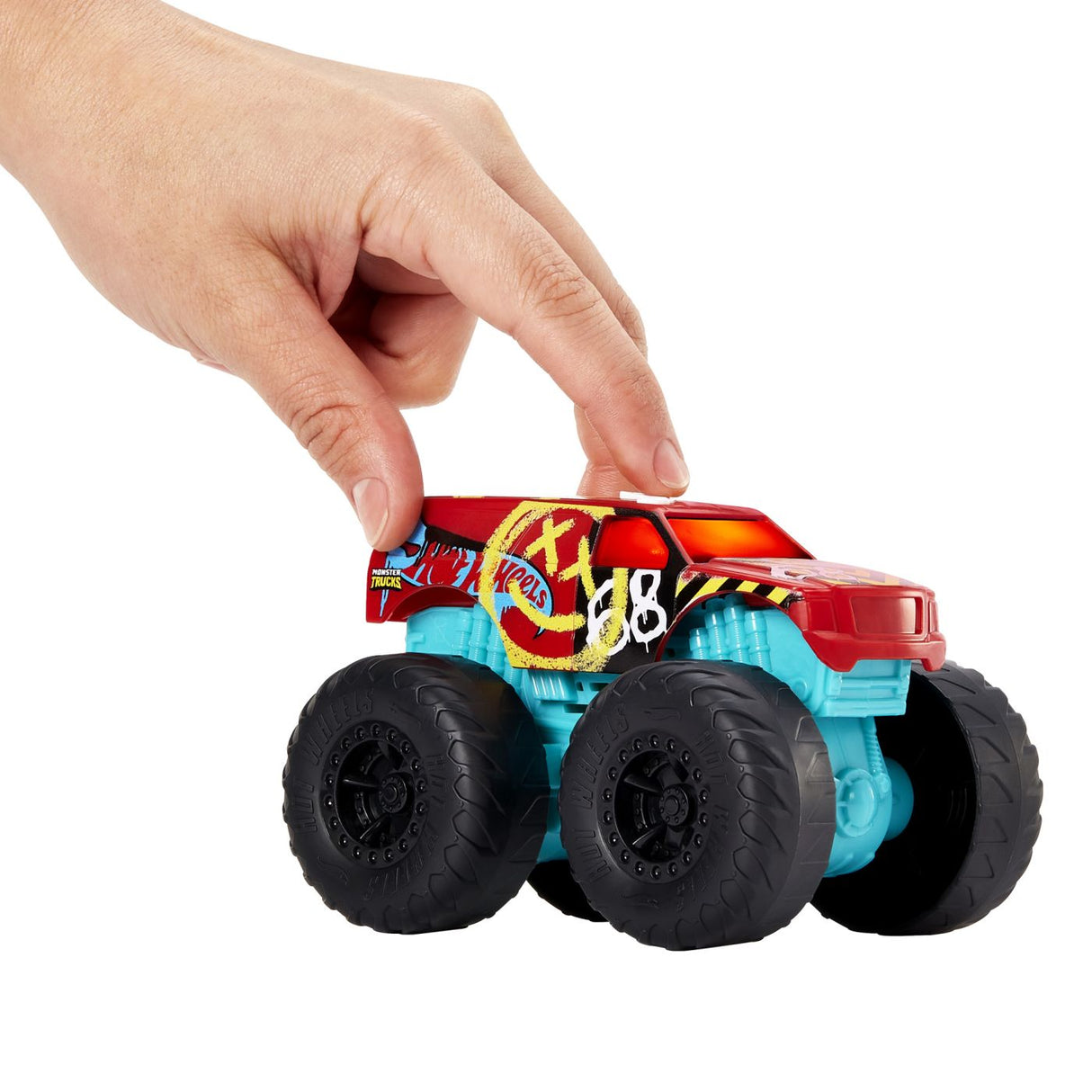 HOT WHEELS MONSTER TRUCK ROARIN WRECKERS DEMO DERBY CU FUNCTII SI SUNETE SCARA 1:43