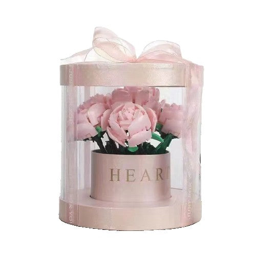 Set de Constructie Trandafiri, Vivimall, 20.5x19.5cm, Buchet de Trandafiri in Cutie Roz - vivimall.ro