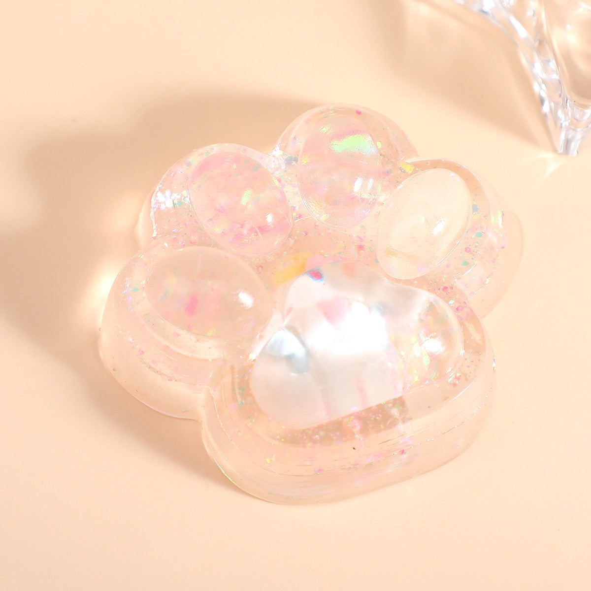 Jucarie Antistres Squishy, Vivimall, cu Revenire Lenta, Squeeze Pinch Family, Model Cat Paw, 6.5 x 7 cm, din Tpr, 4-6 Ani, Model 1 Figurina, Transparent